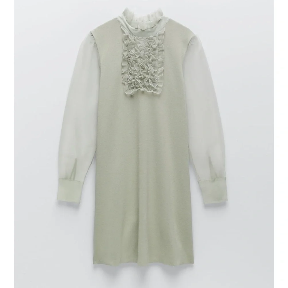 ZARA Knit Organza Dress - Picture 3 of 5